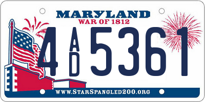 MD license plate 4AD5361