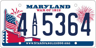 MD license plate 4AD5364