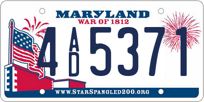 MD license plate 4AD5371