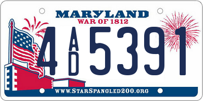 MD license plate 4AD5391