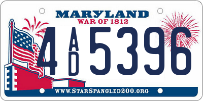 MD license plate 4AD5396