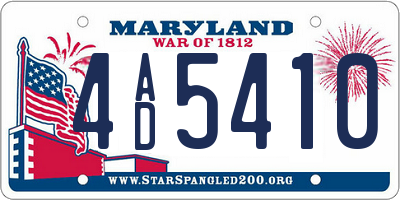 MD license plate 4AD5410