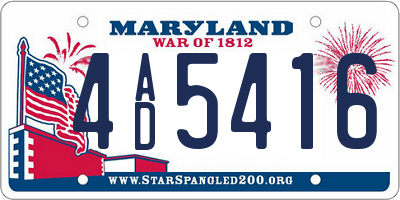 MD license plate 4AD5416
