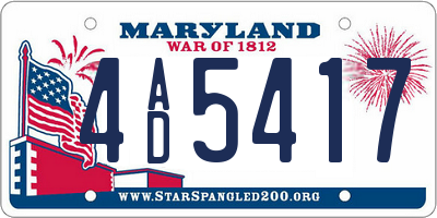 MD license plate 4AD5417