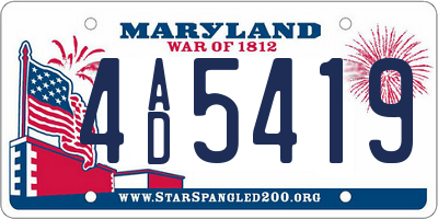 MD license plate 4AD5419
