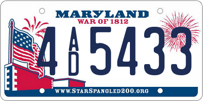 MD license plate 4AD5433