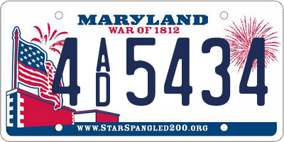 MD license plate 4AD5434