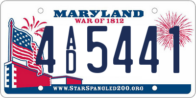 MD license plate 4AD5441