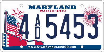 MD license plate 4AD5453
