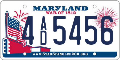 MD license plate 4AD5456