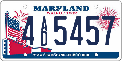 MD license plate 4AD5457