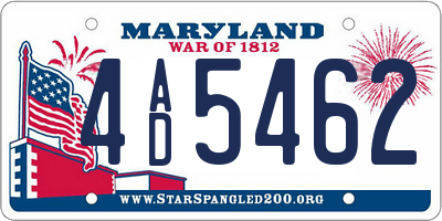 MD license plate 4AD5462