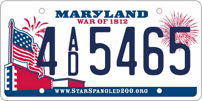 MD license plate 4AD5465