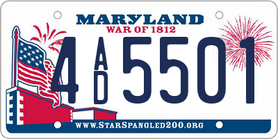 MD license plate 4AD5501