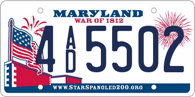 MD license plate 4AD5502