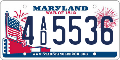 MD license plate 4AD5536