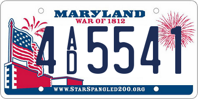 MD license plate 4AD5541
