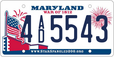 MD license plate 4AD5543