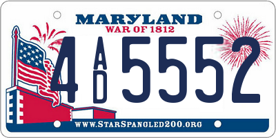 MD license plate 4AD5552