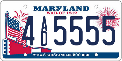 MD license plate 4AD5555