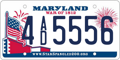 MD license plate 4AD5556