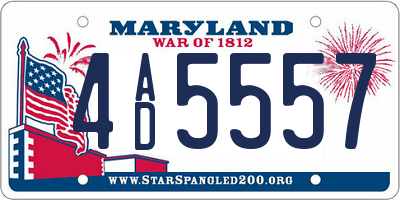 MD license plate 4AD5557
