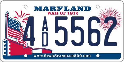 MD license plate 4AD5562