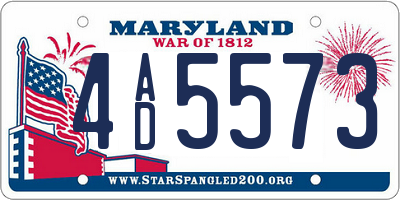MD license plate 4AD5573
