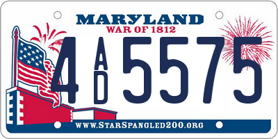 MD license plate 4AD5575