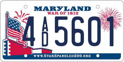 MD license plate 4AD5601