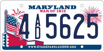 MD license plate 4AD5625