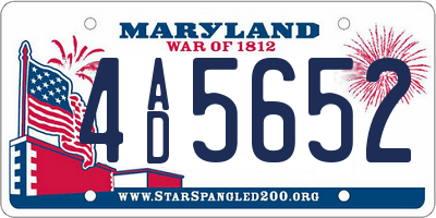 MD license plate 4AD5652