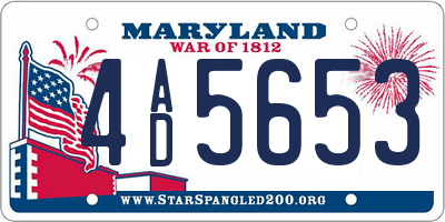 MD license plate 4AD5653
