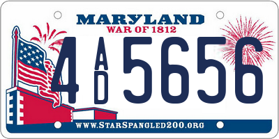 MD license plate 4AD5656