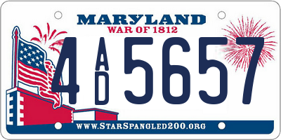 MD license plate 4AD5657