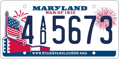 MD license plate 4AD5673