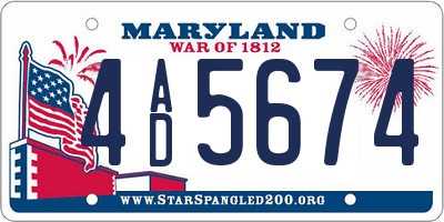 MD license plate 4AD5674
