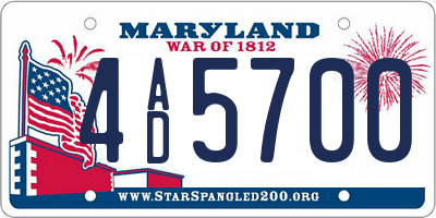 MD license plate 4AD5700