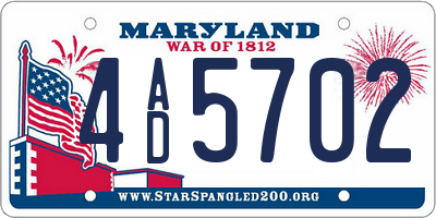 MD license plate 4AD5702