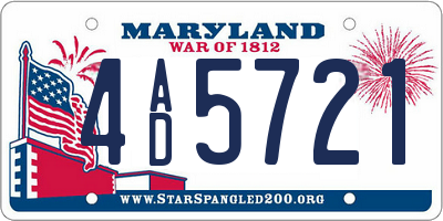MD license plate 4AD5721