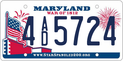 MD license plate 4AD5724