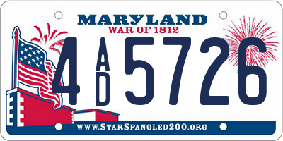 MD license plate 4AD5726