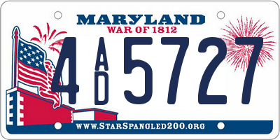 MD license plate 4AD5727