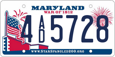 MD license plate 4AD5728