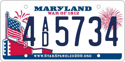 MD license plate 4AD5734