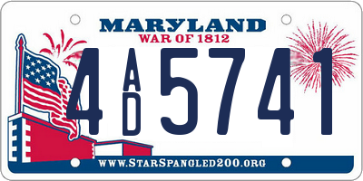 MD license plate 4AD5741