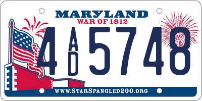 MD license plate 4AD5748