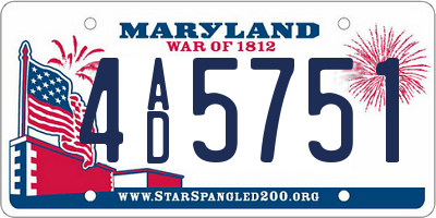 MD license plate 4AD5751