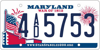 MD license plate 4AD5753