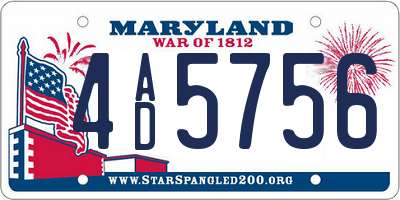 MD license plate 4AD5756